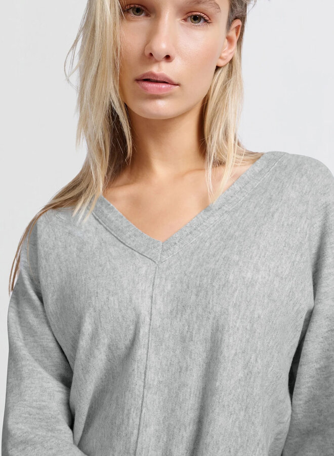 Tricot Yaya à col V gris chiné