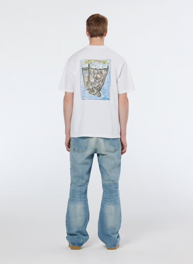 T-shirt Scotch & Soda blanc imprimé map  d’Amsterdam au dos