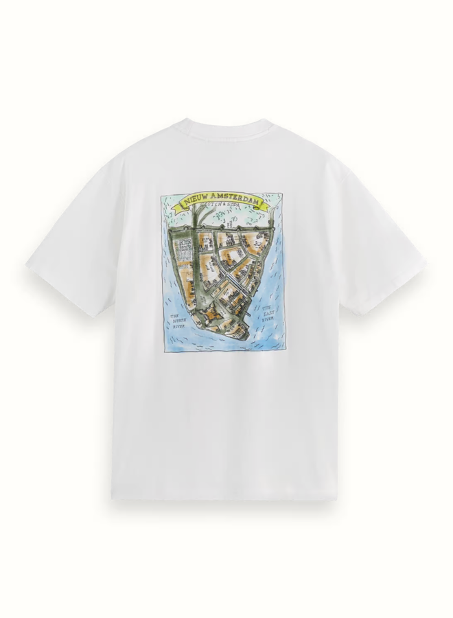 T-shirt Scotch & Soda blanc imprimé map  d’Amsterdam au dos
