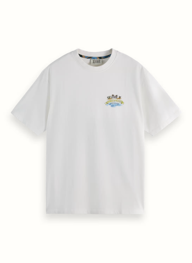 T-shirt Scotch & Soda blanc imprimé map  d’Amsterdam au dos