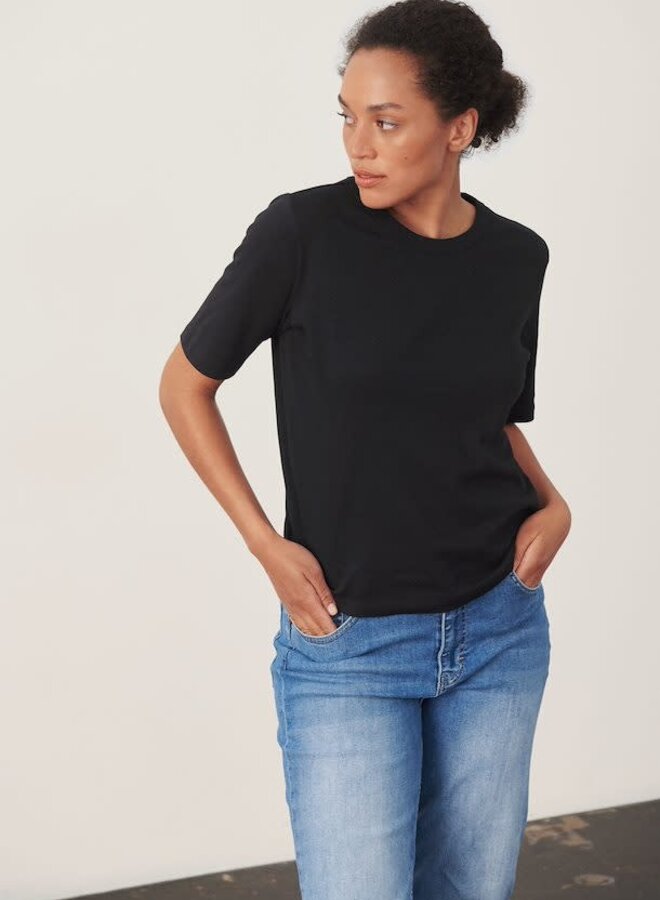 T-shirt Part Two Ratana à manches aux coudes noir