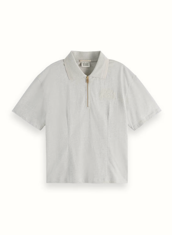 Polo Scotch & Soda à fermeture éclair & manches courtes gris