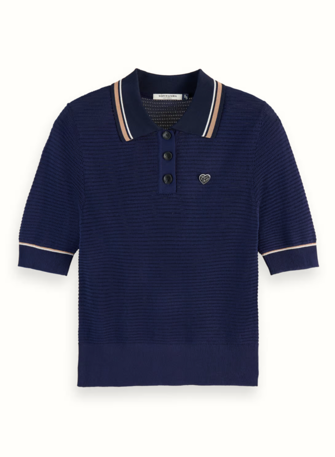 Polo Scotch & Soda à manches courtes bleu marine
