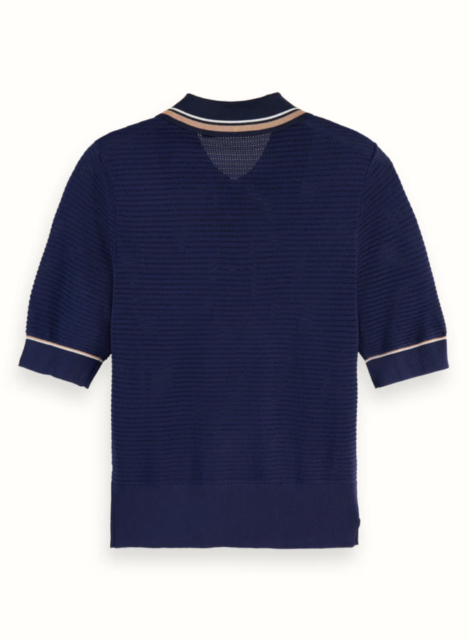 Polo Scotch & Soda à manches courtes bleu marine