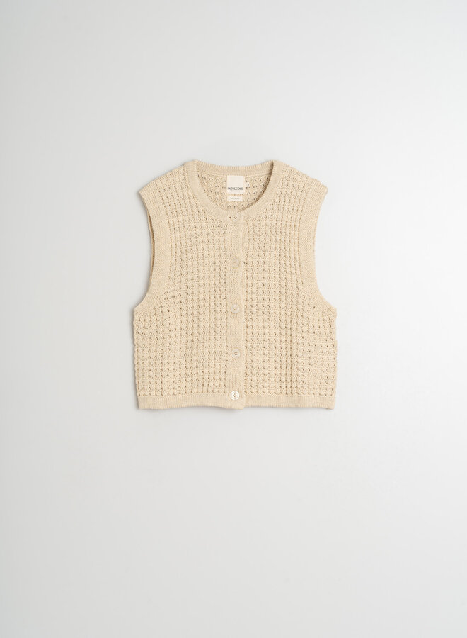 Tricot Indi & Cold à col rond boutonné sans manches beige