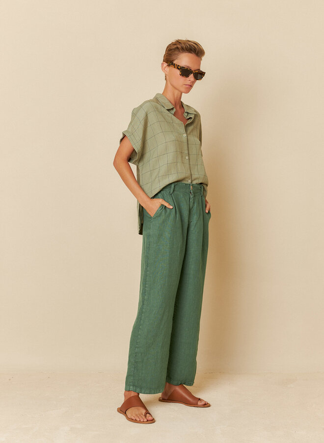 Pantalon Indi & Cold en lin vert émeraude
