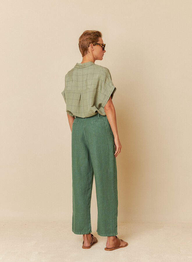 Pantalon Indi & Cold en lin vert émeraude