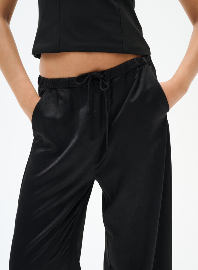 Pantalon InWear Celena à taille élastique satinée noir