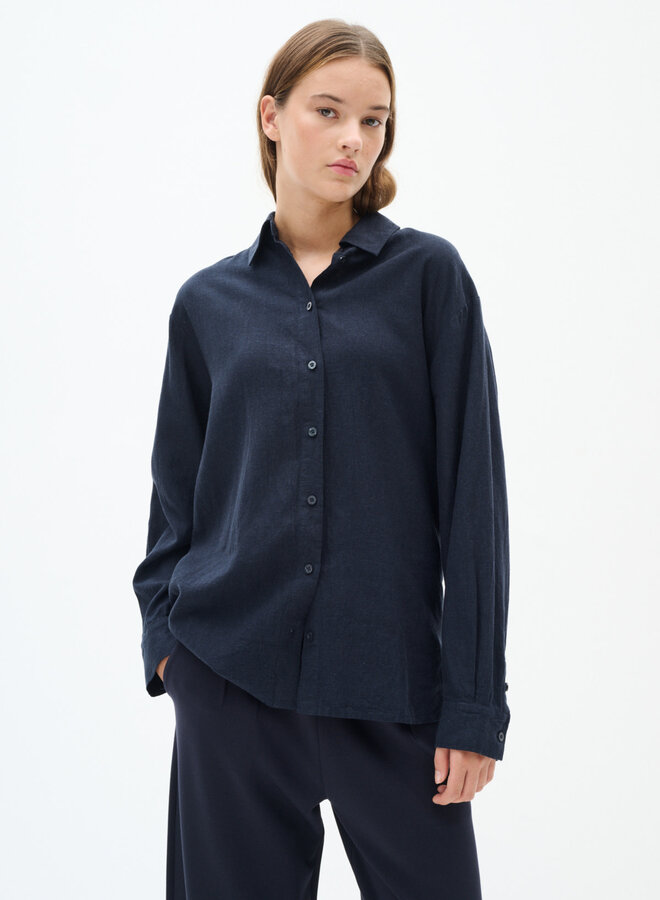 Chemise InWear Sannie ample en mélange de lin bleu marine