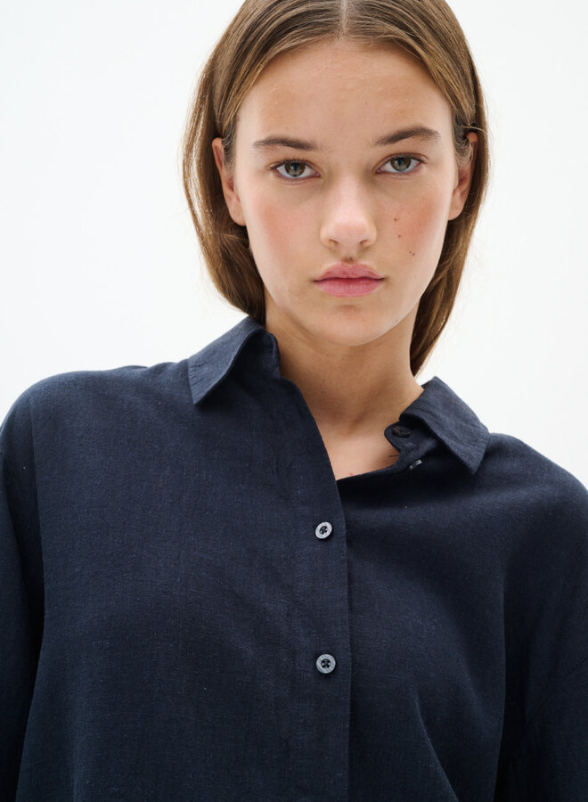 Chemise InWear Sannie ample en mélange de lin bleu marine