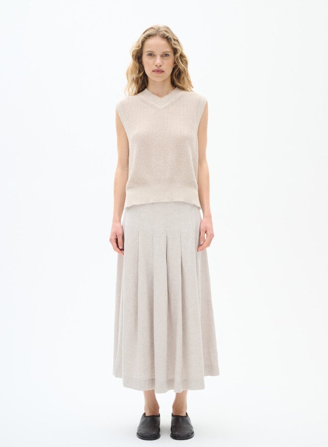 Jupe midi InWear Sannie en mélange de lin beige brume mélange