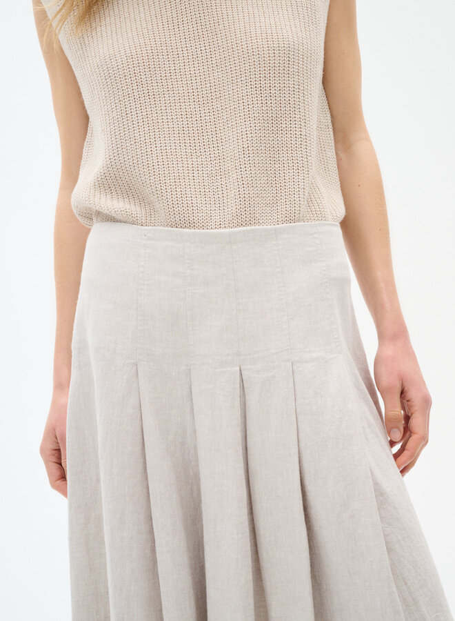 Jupe midi InWear Sannie en mélange de lin beige brume mélange