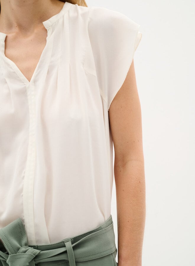 Blouse InWear Cidenza à col V & plis écrue