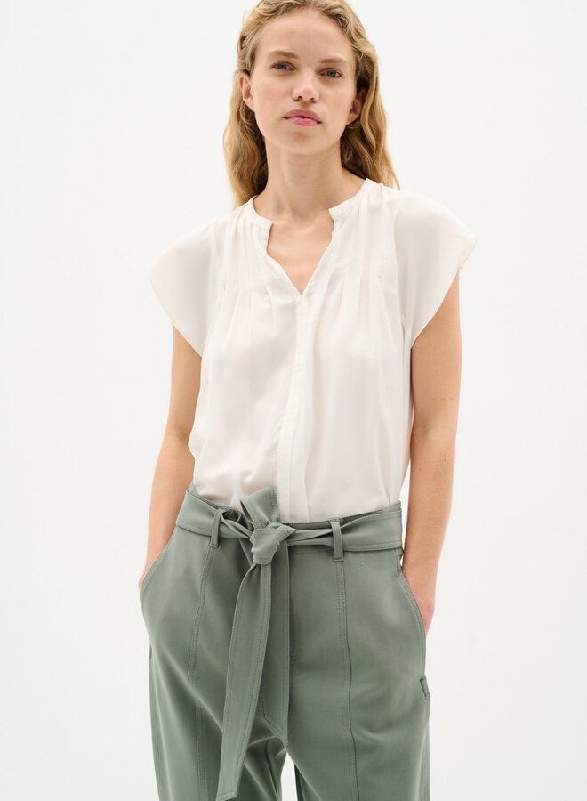 Blouse InWear Cidenza à col V & plis écrue