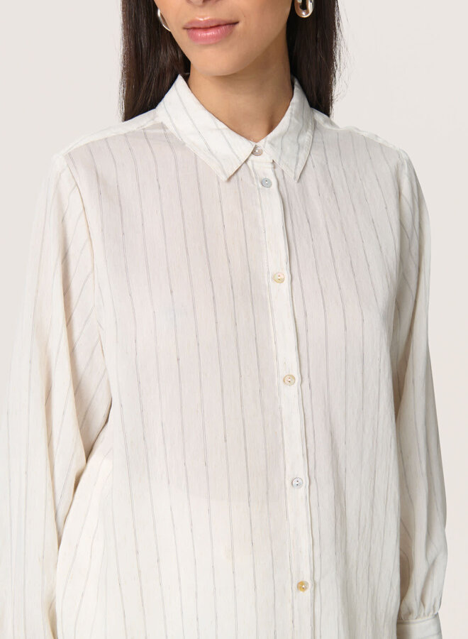 Chemise Soaked in luxury Roya à col classique beige naturel rayée noire