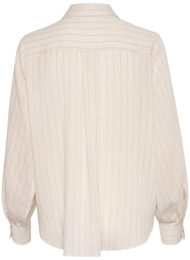 Chemise Soaked in luxury Roya à col classique beige naturel rayée noire
