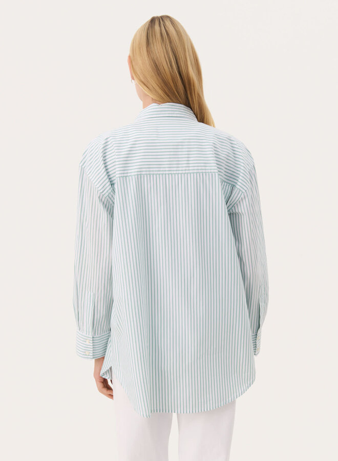 Blouse Part Two Savanna blanche rayée verte