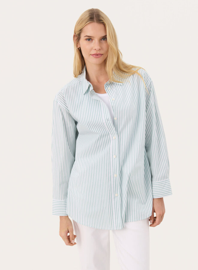 Blouse Part Two Savanna blanche rayée verte