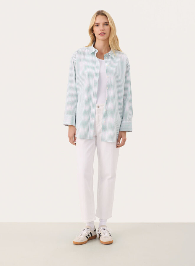 Blouse Part Two Savanna blanche rayée verte