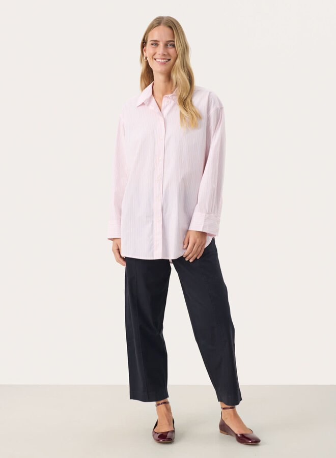 Blouse Part Two Savanna rose rayée blanche