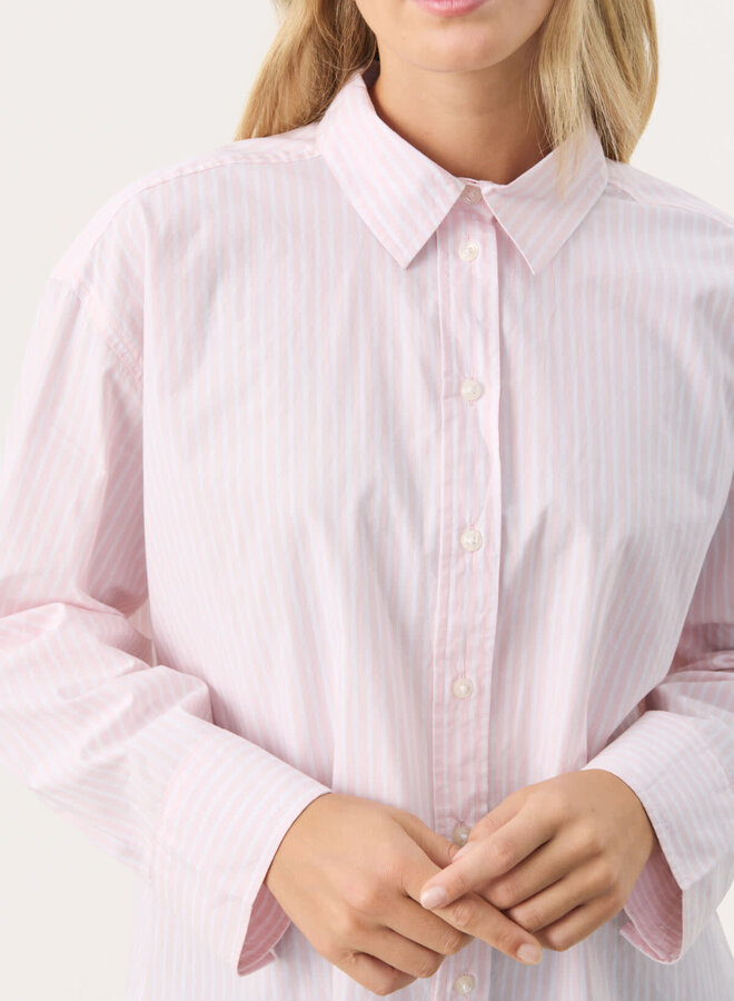Blouse Part Two Savanna rose rayée blanche