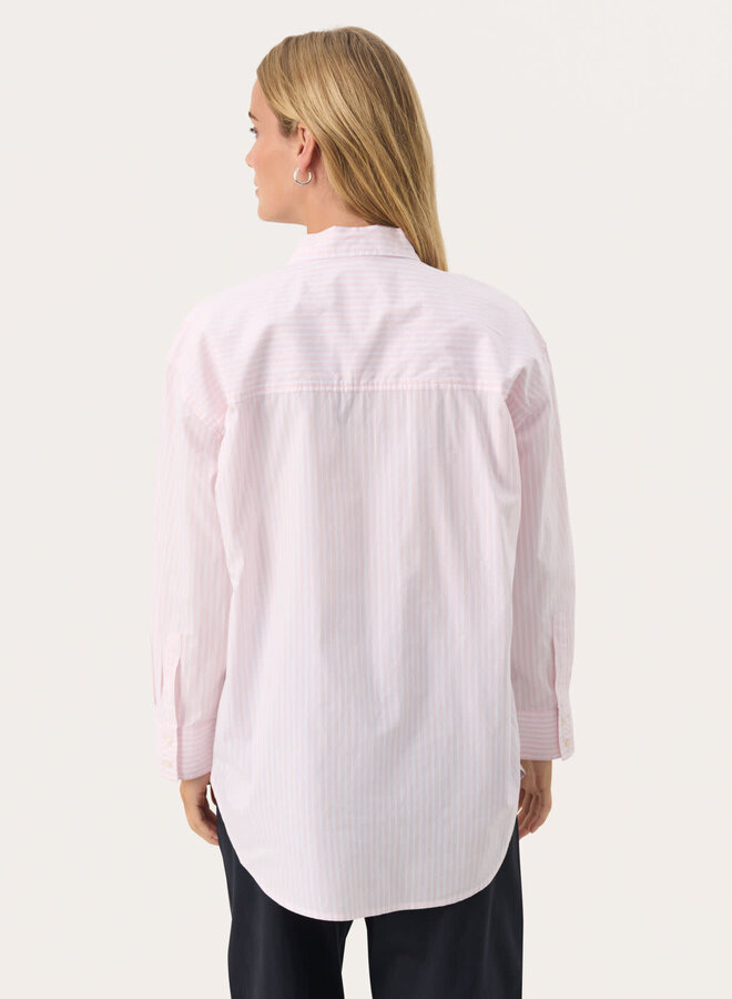 Blouse Part Two Savanna rose rayée blanche