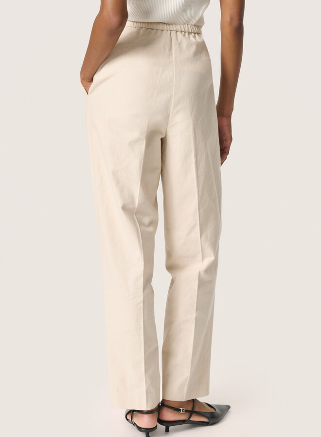 Pantalon Soaked in luxury Linnena à taille élastique beige parchemin