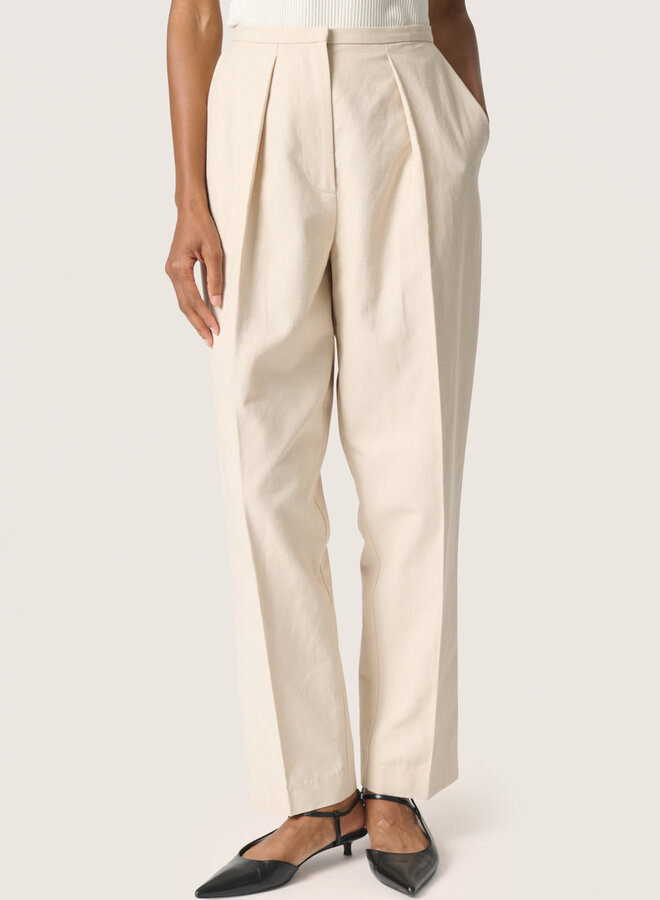 Pantalon Soaked in luxury Linnena à taille élastique beige parchemin