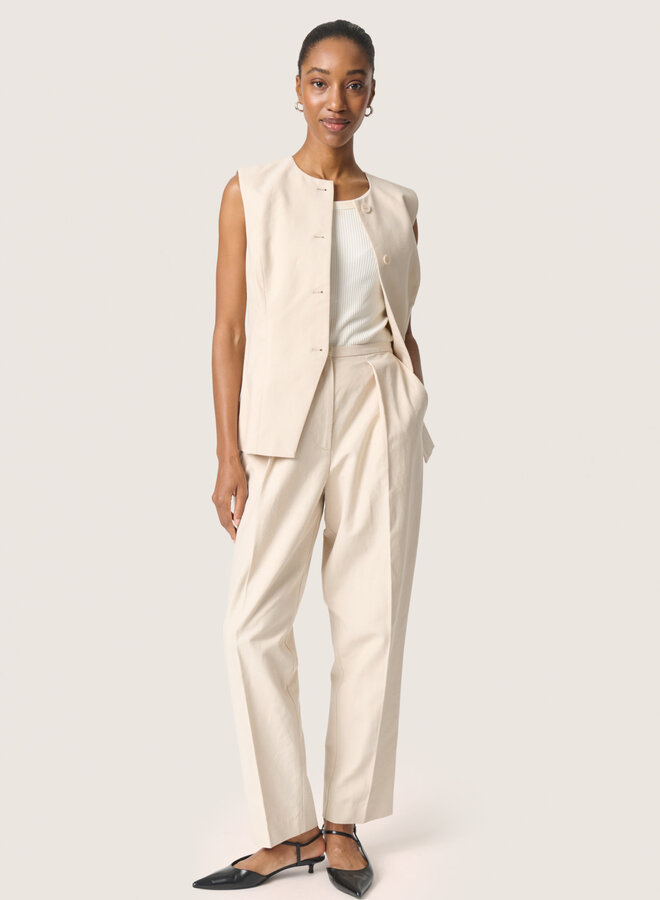 Pantalon Soaked in luxury Linnena à taille élastique beige parchemin