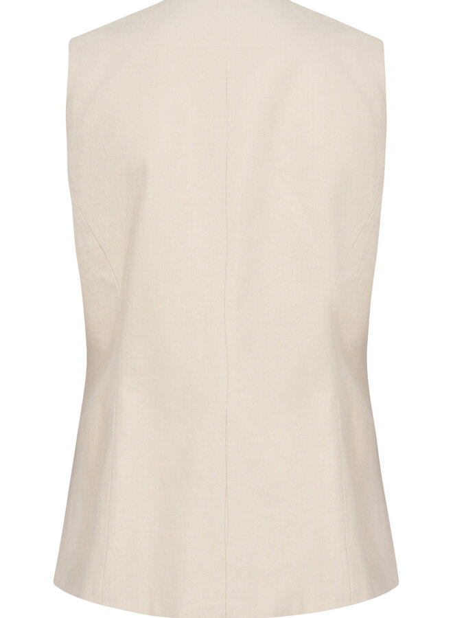 Gilet Soaked in luxury Linnena sans manches boutonné beige parchemin