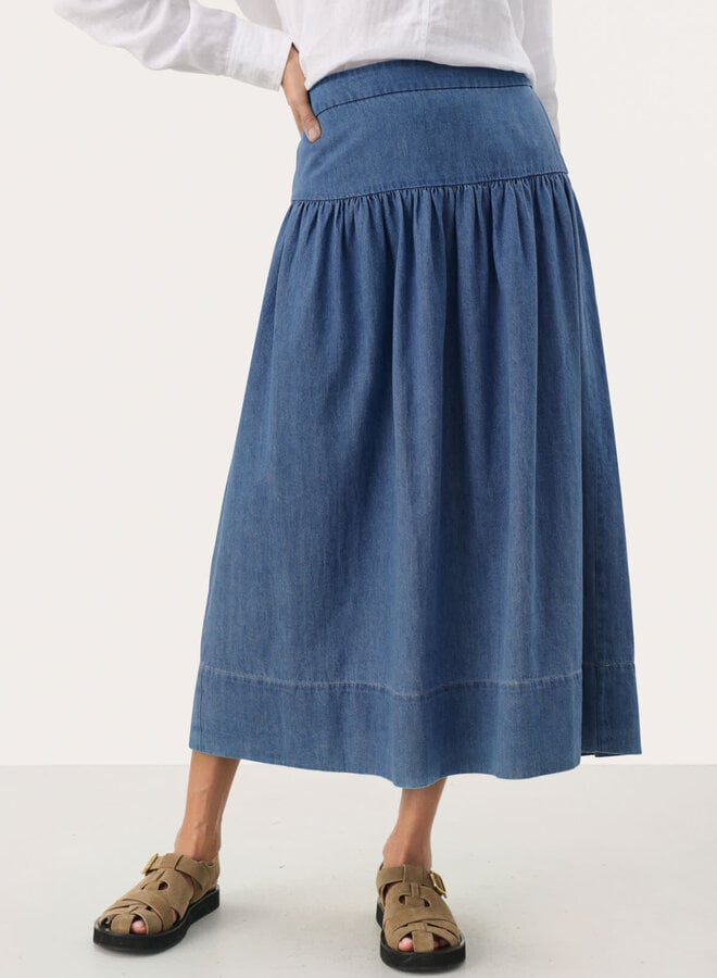 Jupe midi Part Two Nellia en denim bleu moyen