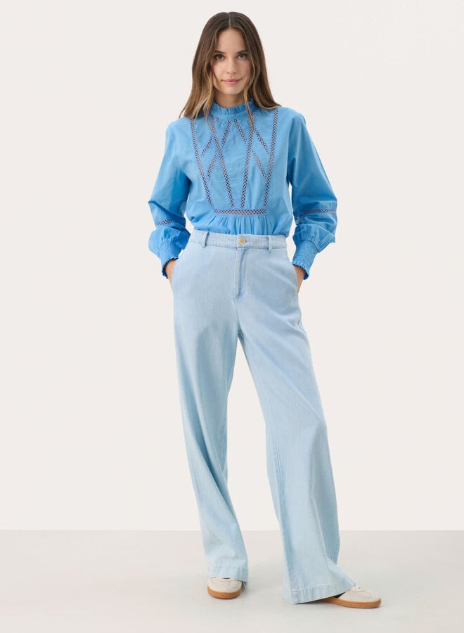 Pantalon Part Two Coralie en denim bleu pâle délavé
