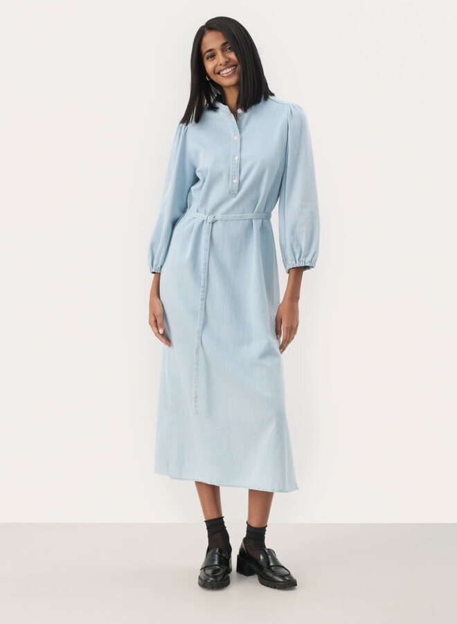 Robe longue Part Two Nadija en denim bleu pâle délavé