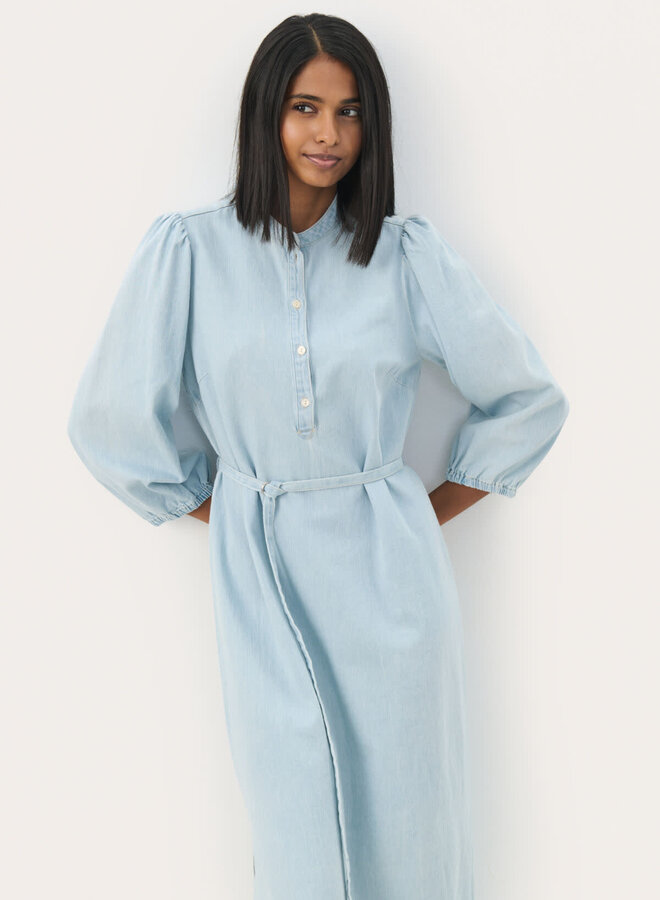 Robe longue Part Two Nadija en denim bleu pâle délavé