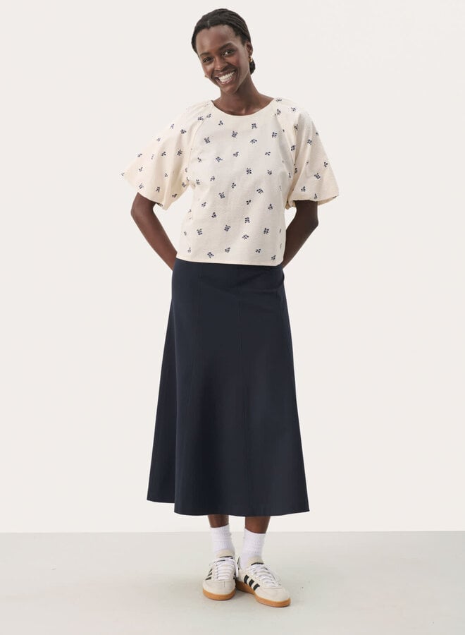 Blouse Part Two Estermarine écrue à petites fleurs bleu nuit