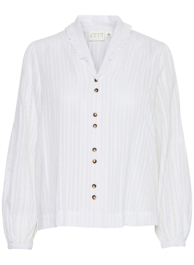 Blouse Atelier Rêve Ines à col châle blanche