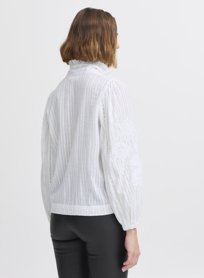 Blouse Atelier Rêve Ines à col châle blanche