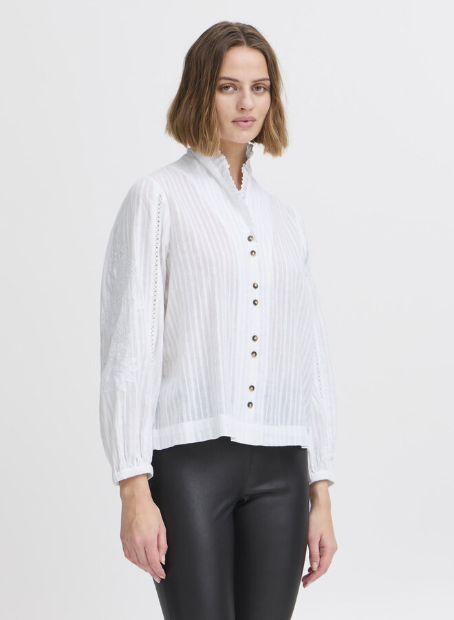Blouse Atelier Rêve Ines à col châle blanche