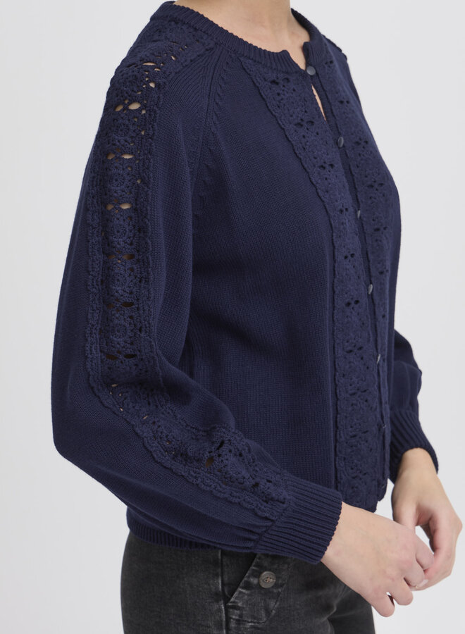 Cardigan Atelier Rêve Rannie crocheté bleu marine
