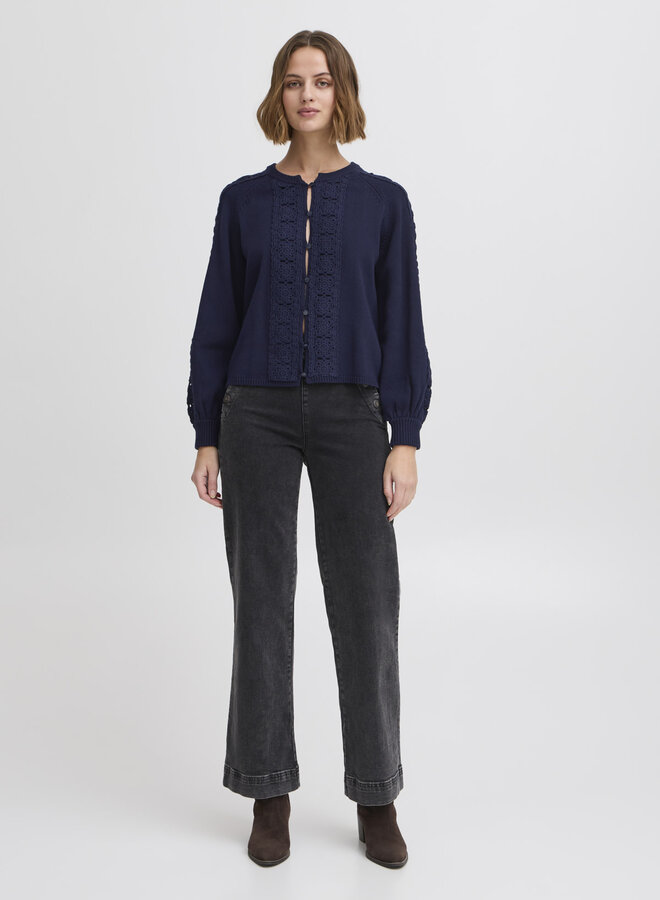 Cardigan Atelier Rêve Rannie crocheté bleu marine