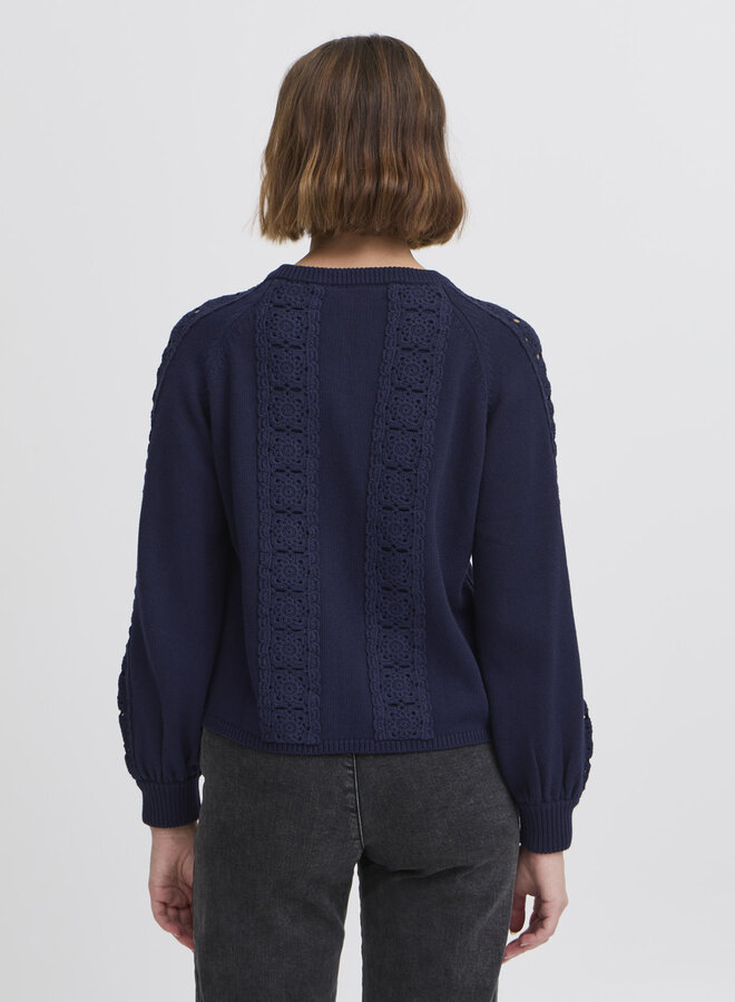 Cardigan Atelier Rêve Rannie crocheté bleu marine
