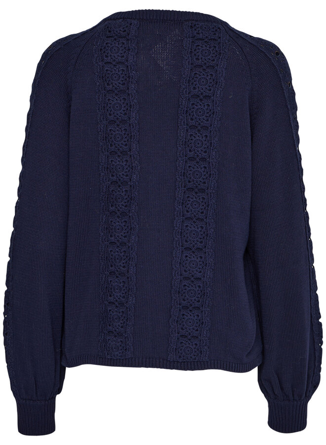 Cardigan Atelier Rêve Rannie crocheté bleu marine