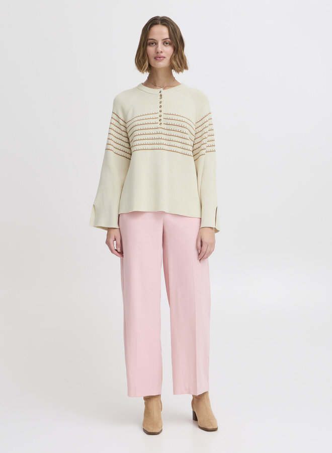 Tricot Atelier Rêve Gabrielle crème rayé noisette