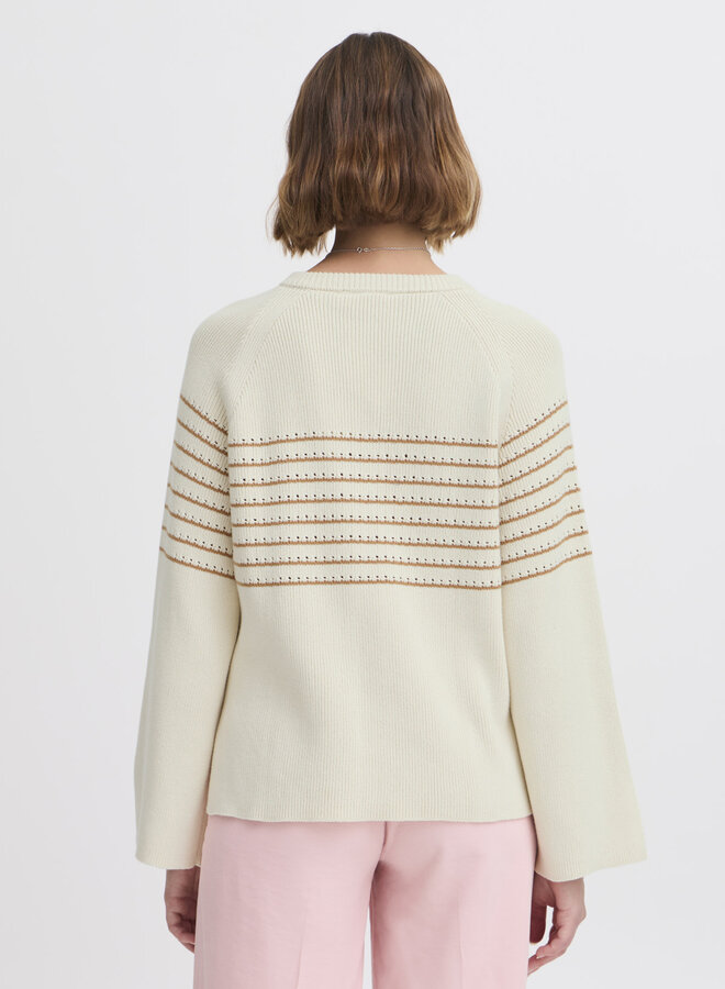 Tricot Atelier Rêve Gabrielle crème rayé noisette