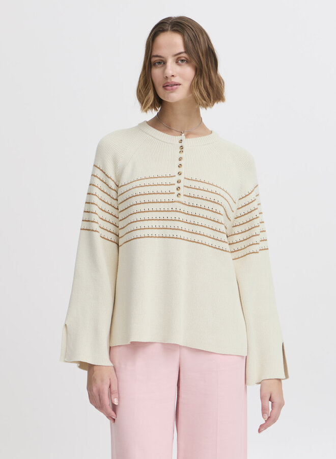 Tricot Atelier Rêve Gabrielle crème rayé noisette