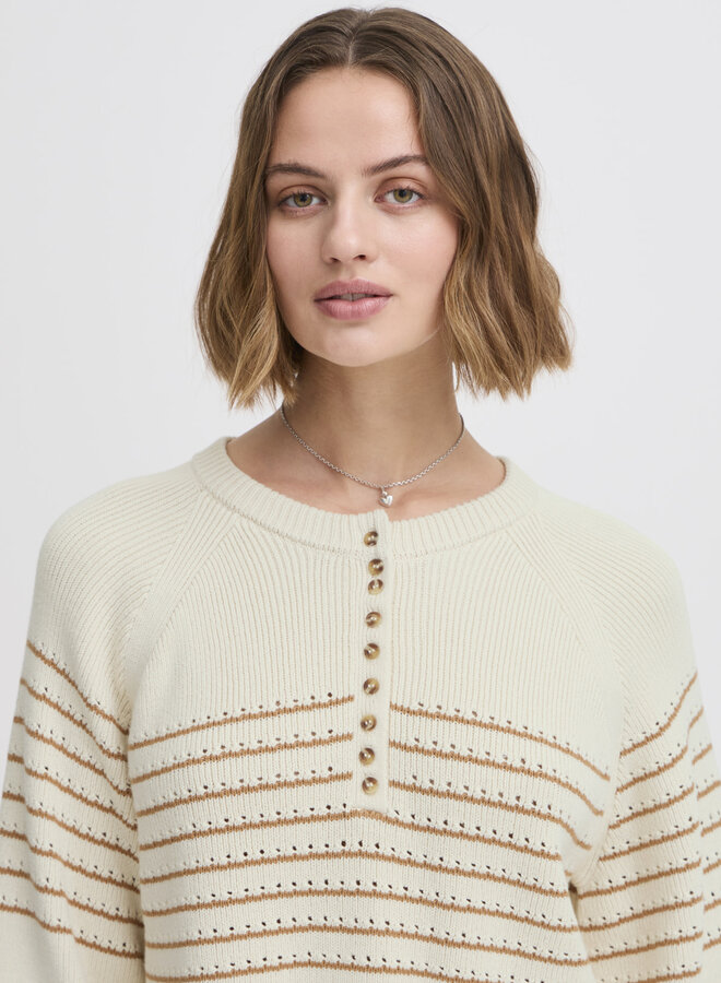 Tricot Atelier Rêve Gabrielle crème rayé noisette