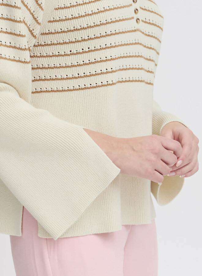 Tricot Atelier Rêve Gabrielle crème rayé noisette