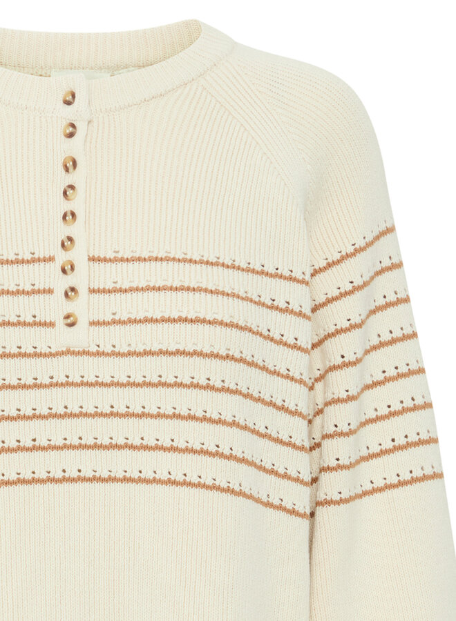 Tricot Atelier Rêve Gabrielle crème rayé noisette