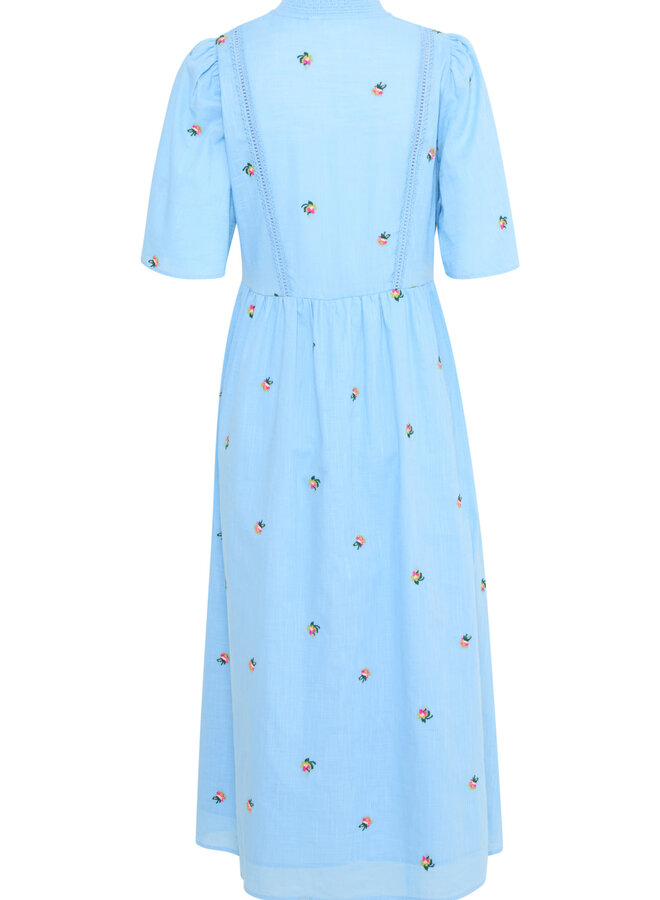 Robe Atelier Rêve Olivia à broderies de fleurs bleue