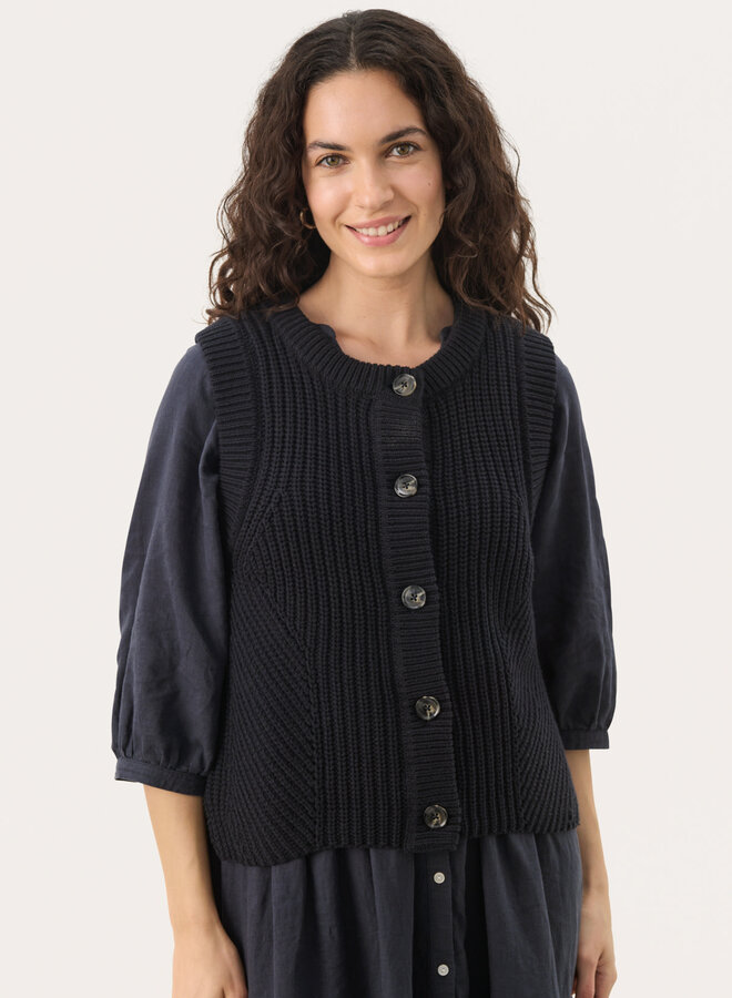 Gilet Part Two Noemie sans manches boutonné bleu marine